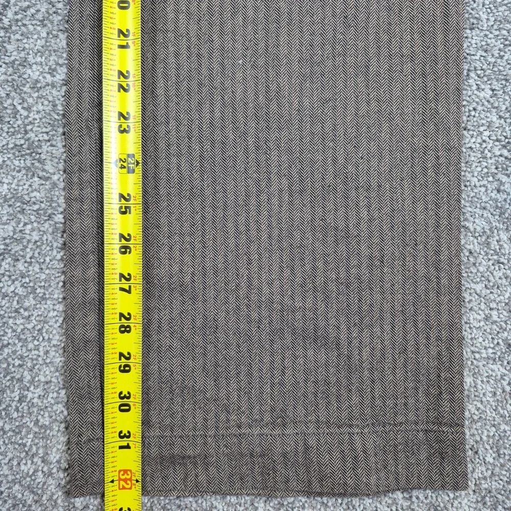 Banana Republic Dress Pants Mens 35x34 Brown Herringbone Wide Leg Trousers